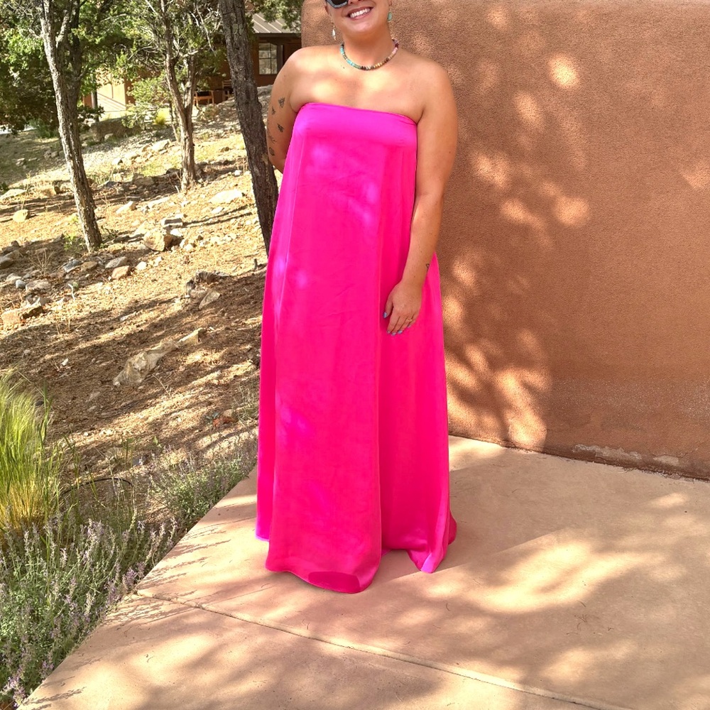Vibrant Pink Strapless Maxi Dress